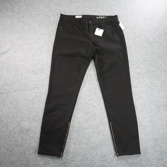 Gap 1969 Legging Jeans Womens 30 Black Skinny Stretch Zipper Ankle‎ Pants Denim - Picture 1 of 16